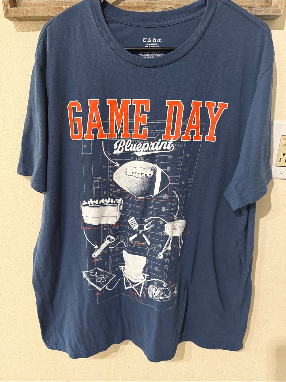 Navy Game Day Football Blueprint Short Sleeve Graphic Tee